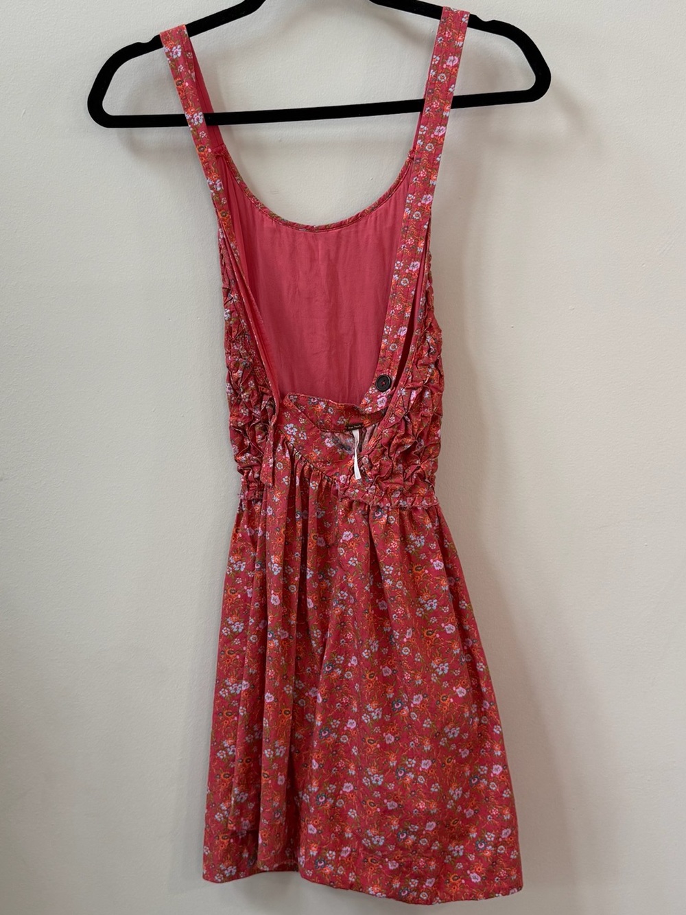 Free People Coral Red Floral Smocked Mini Dress - Picture 2 of 5